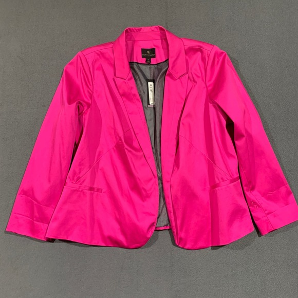Worthington Woman 3X Blazer Tropical Pink Open Front Career Jacket Peplum Plus - Picture 1 of 8
